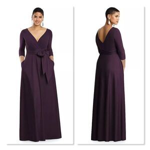 ✨ ALFRED SUNG ✨ 3/4 Sleeve Draped Full Skirt Gown - [Size 14, Purple]